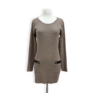 AGB Taupe Ribbed Sweater Dress Size Large